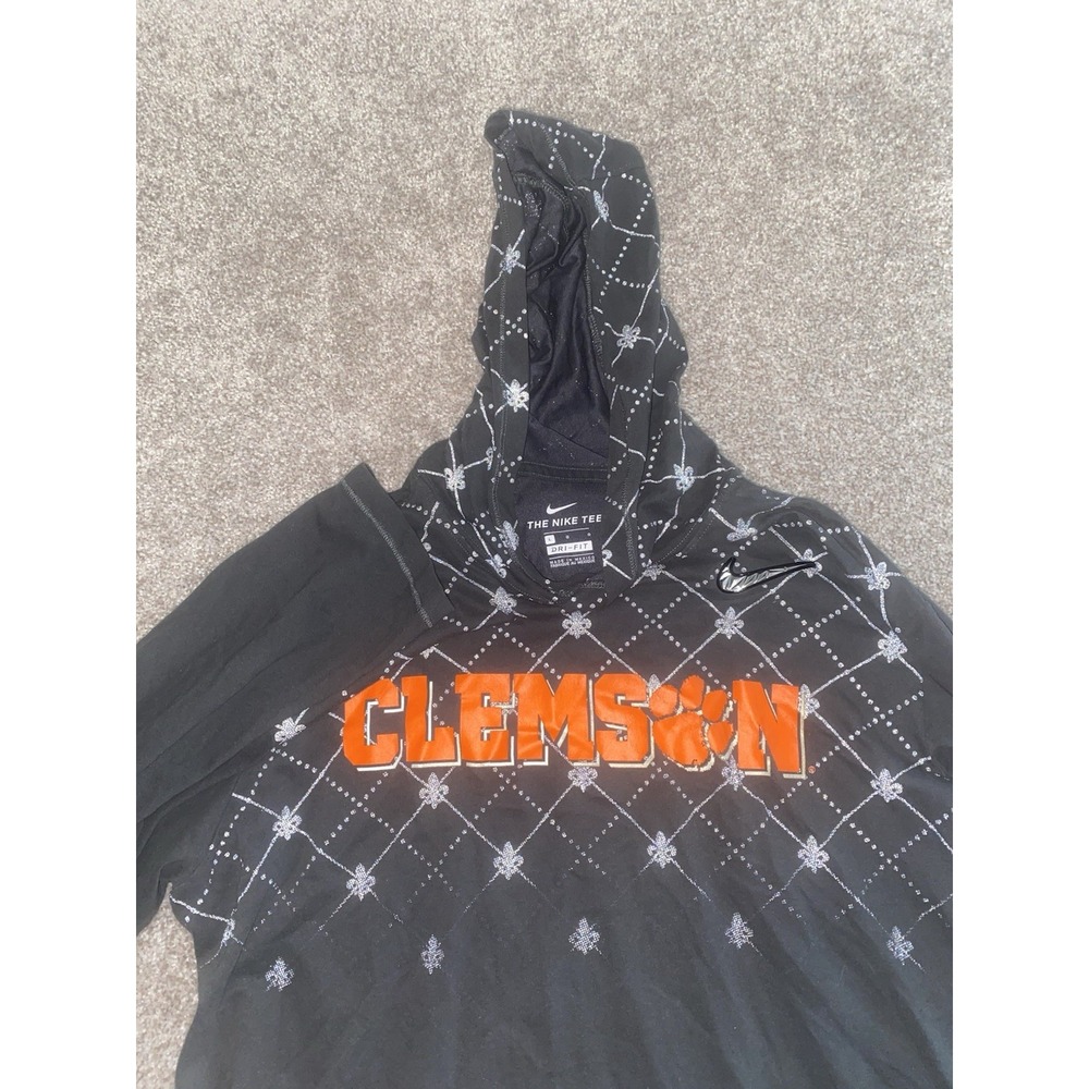 Nike Dri Fit Clemson Pullover Hoodie Big Swoosh Unique Pattern Men's Large NCAA